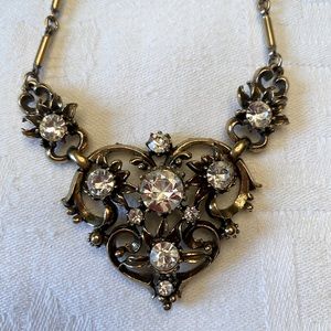 Coro vintage gold tone faux diamond necklace.